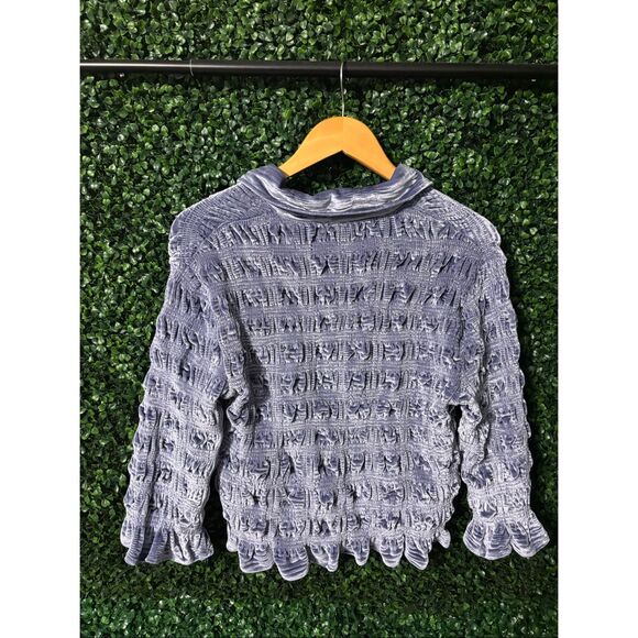 Anthropologie Maeve Shirred Velvet Buttondown Tee Sz Medium - Picture 5 of 5